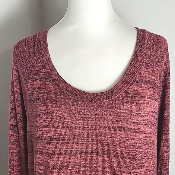 Perch Pink & Black Tweed Sweater with Tan Side Buttons & Elbow Patches, Size 2X - Picture 3 of 8